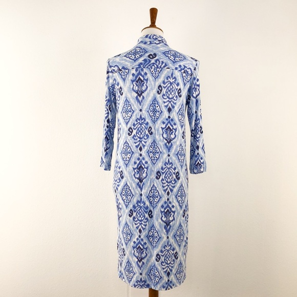 Tori Richard Blue White Print Tunic Dress - Picture 4 of 7